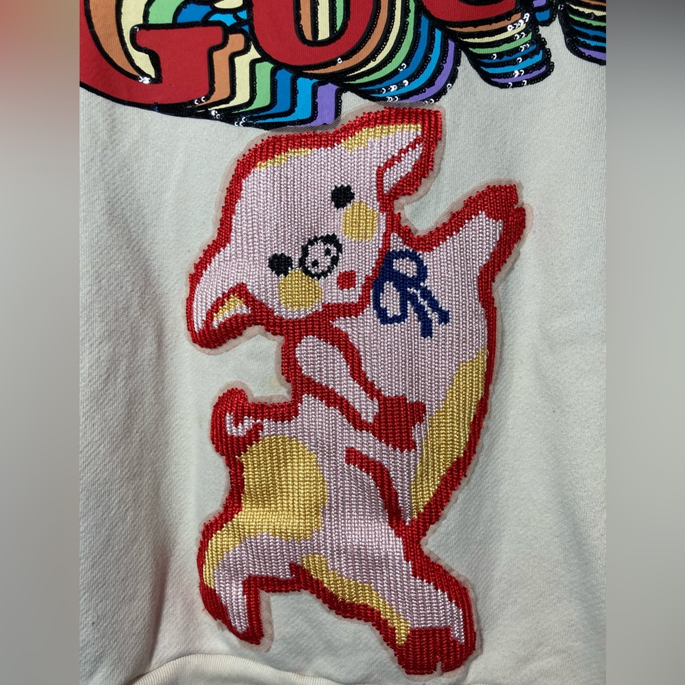 Gucci Sequins & Crochet Year Of the Pig Limited Sweatshirt Size XSmall/Small - Picture 4 of 16